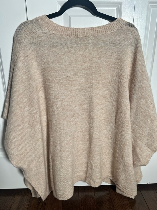 LOFT Beige Knit Poncho with Button Accents - Picture 7 of 7